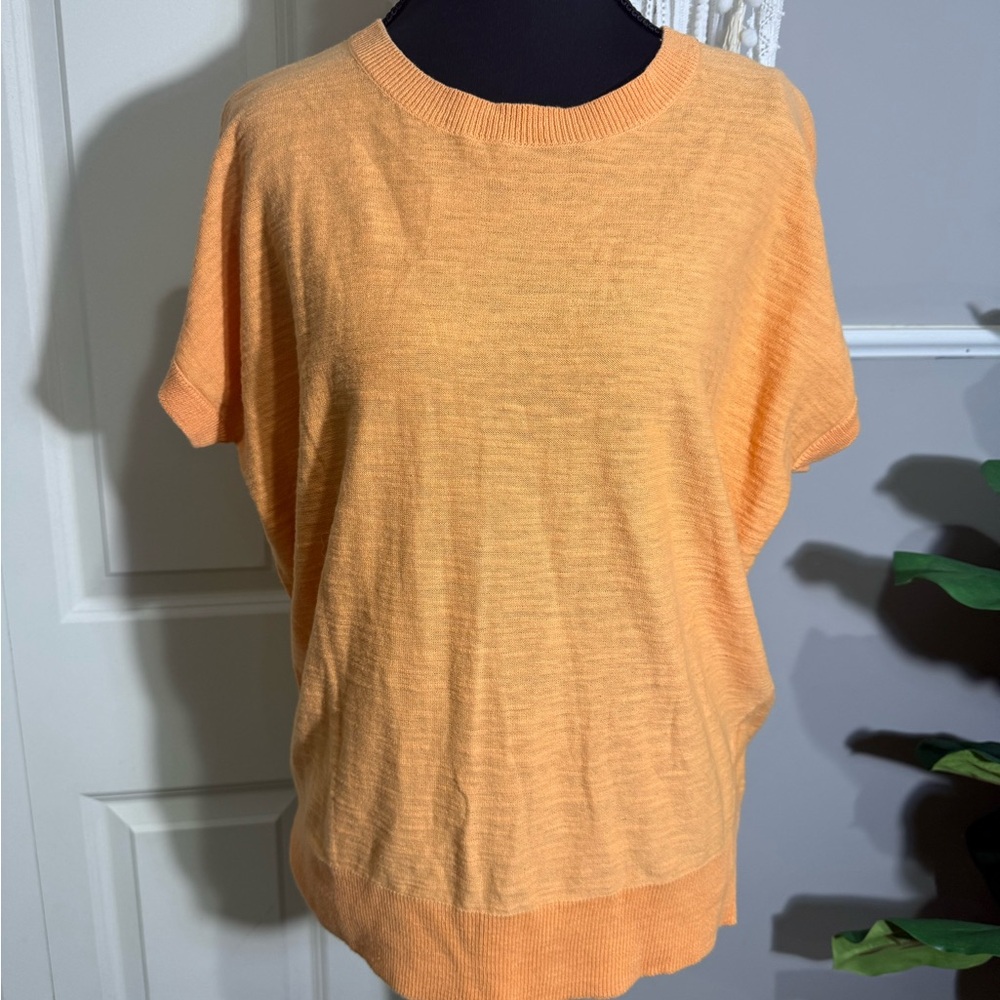 LOFT Peach-Orange Short Sleeve Knit Pullover NWT medium